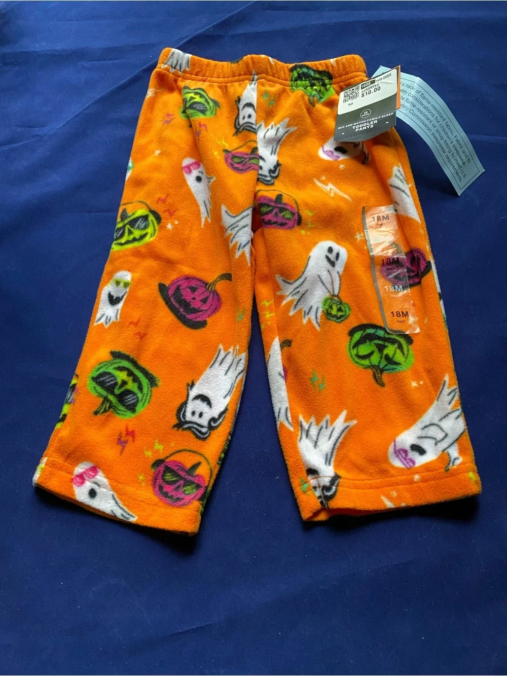 New Hyde & Eek! Halloween Orange Pumpkin & Ghost Fleece Pajama Pants 18M